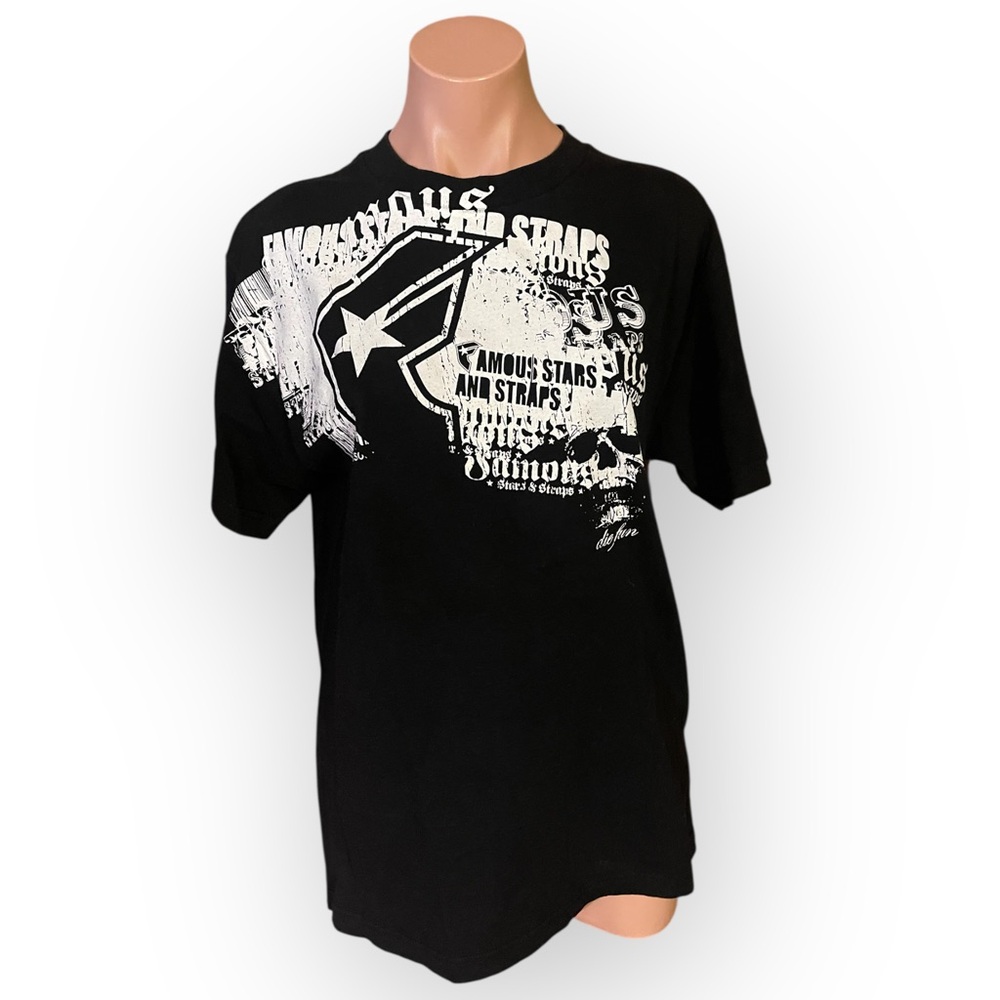 Famous Stars & Straps Black T-Shirt with White Graphic